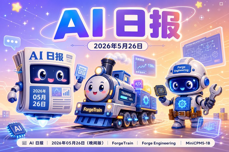AI日报·晚间 | 2026年5月26日（周二）：MiniCPM5-1B 发布、ForgeTrain 开源